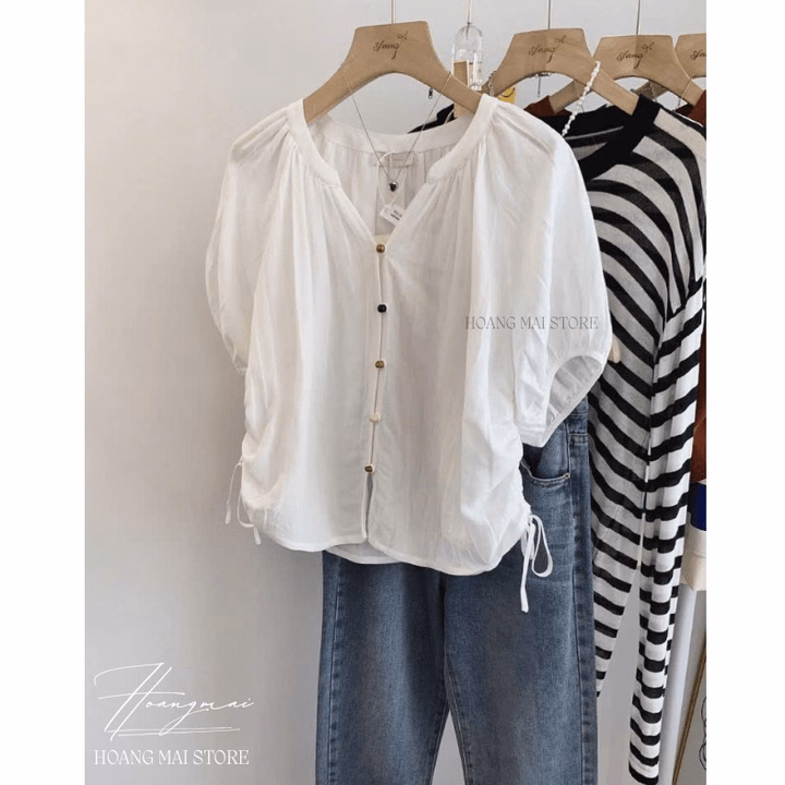Áo Xô Tay Bồng Phối Dây Rút Nữ Tính - Hoàng Mai Fashion - Ảnh 3