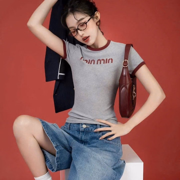 Áo Kiểu Tay Ngắn Ôm Body In Chữ Thun Borrip Loại 1 Co Giãn - Lê Phương Boutique - Ảnh 2