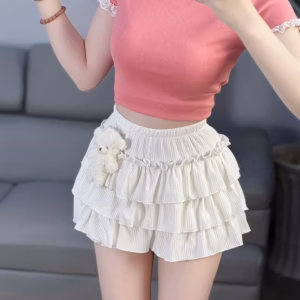 Quần Váy Gân Len Tầng Đính Gấu Trắng - Lê Phương Boutique