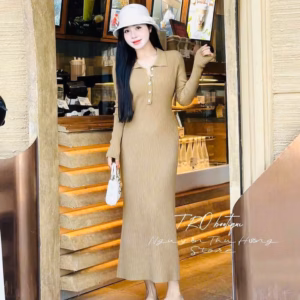 Đầm Thun Gân Tăm Dáng Dài Cổ Trụ Bt74De-Sam Store