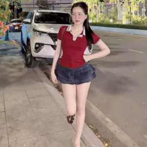 Áo Thun Tăm Lạnh Cổ Bẻ Phối Sọc Tb45Aa-Nana House