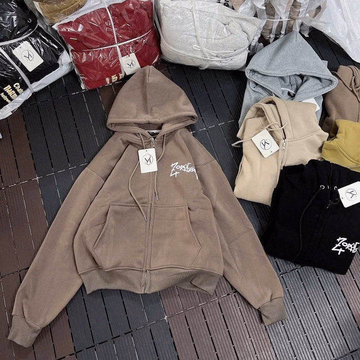 Áo Khoác Nỉ Dệt Nữ Thêu Chữ Zop Mũ Rộng Form Thoải Mái Tp800 - Golden Dream - Ảnh 4