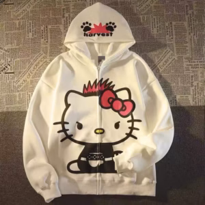 Áo Khoác Nỉ Nữ Dây Kéo In Hình Kitty Havesst Có Mũ Siêu Xinh Tp48 - Phương Store