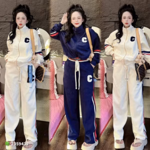 Set Bộ Đồ Nỉ Nữ Họa Tiết Chữ C Phối Khóa Kéo - Htm Fashion