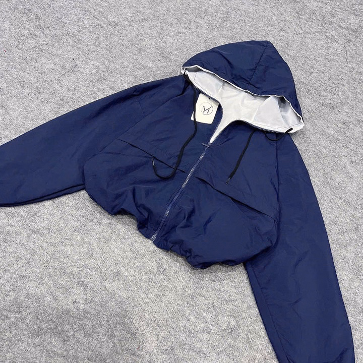 Áo Khoác Dù Trơn Nữ Croptop Thiết Kế Khóa Kéo Có Nón Chống Nắng -Htm Fashion - Ảnh 5