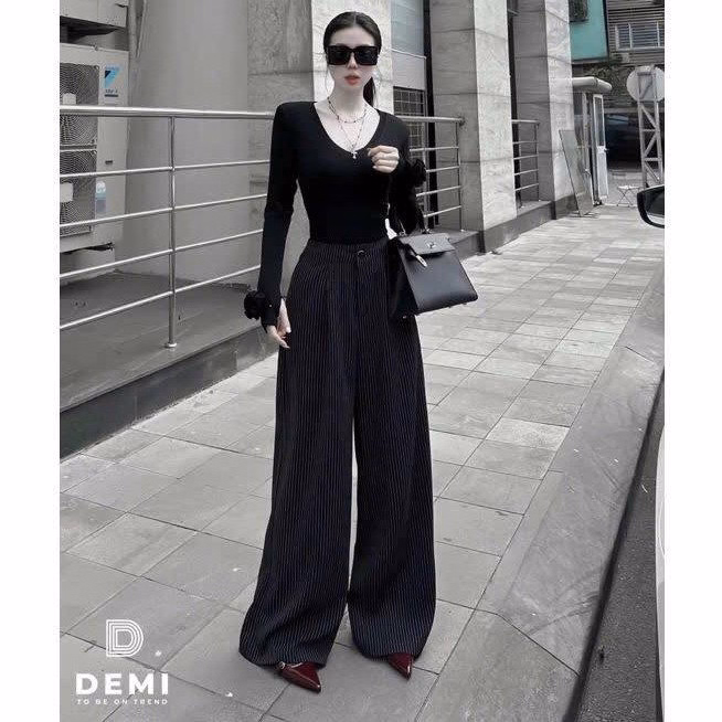 Set Áo Thun Tăm Đính Hoa Phối Quần Suông Kaki Sọc Lưng Thun Bt97Re-Sam Store - Ảnh 6