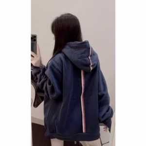 Áo Khoác Hoodie Phối Khóa Kéo Thiết Kế 2 Sọc Sau Áo - Htmfashion