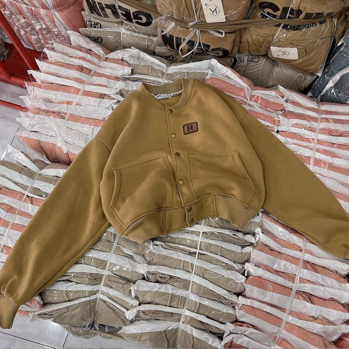 Áo Khoác Bomber Nỉ Phối Khuy Bấm Form Croptop Lửng - Htm Fashion - Ảnh 5