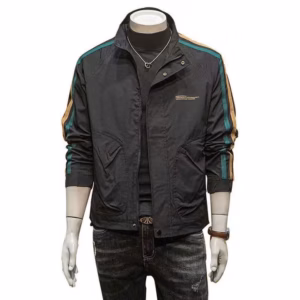 Áo Khoác Dù Nam Nữ Cổ Bẻ Phối Tay 2 Sọc In Chữ Ở Ngực - Htm Fashion