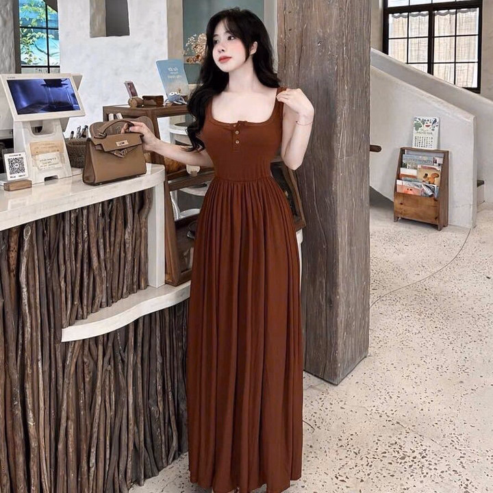 Đầm Maxi Thun Tăm Lạnh Cổ Vuông Bt75Nh-Nana House - Ảnh 3