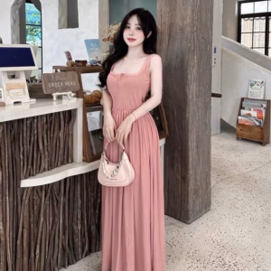 Đầm Maxi Thun Tăm Lạnh Cổ Vuông Bt75Nh-Nana House