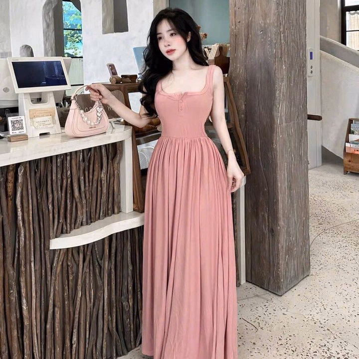 Đầm Maxi Thun Tăm Lạnh Cổ Vuông Bt75Nh-Nana House - Ảnh 5