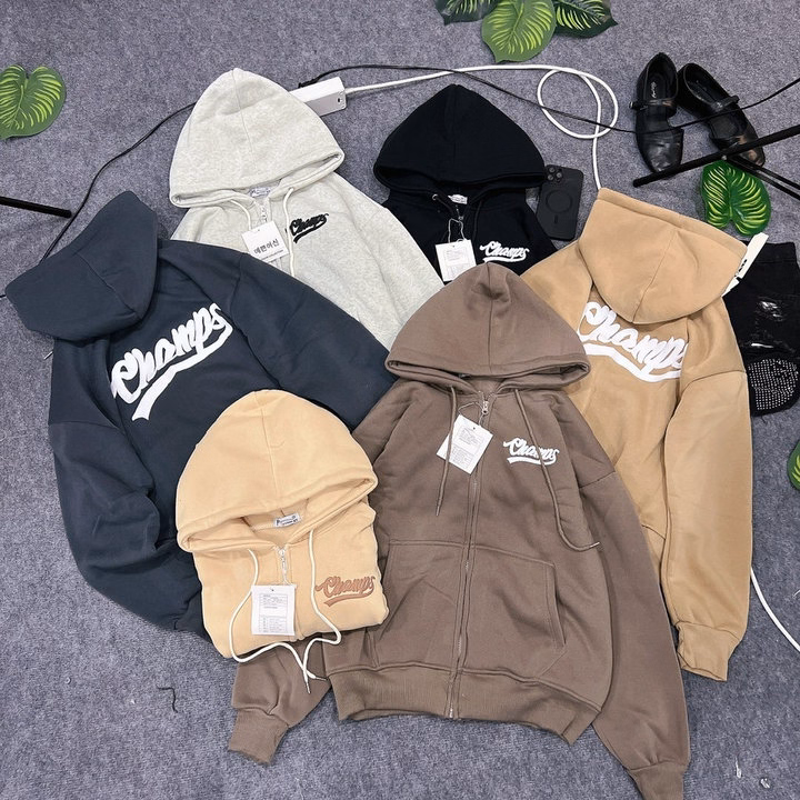 Áo Khoác Hoodie Nam Nữ Form Rộng In Nổi Champs Có Nón - Htm Fashion