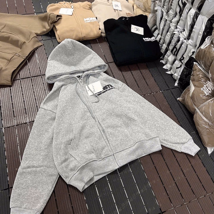 Áo Khoác Hoodie Nỉ Nam Nữ Form Rộng In Chữ Monsters - Htm Fashion - Ảnh 3