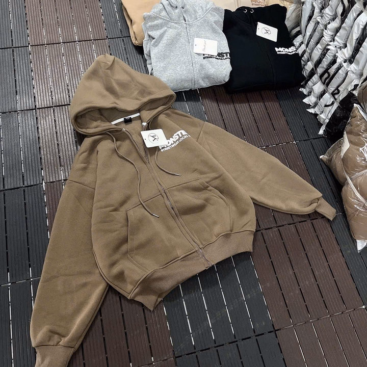 Áo Khoác Hoodie Nỉ Nam Nữ Form Rộng In Chữ Monsters - Htm Fashion - Ảnh 5