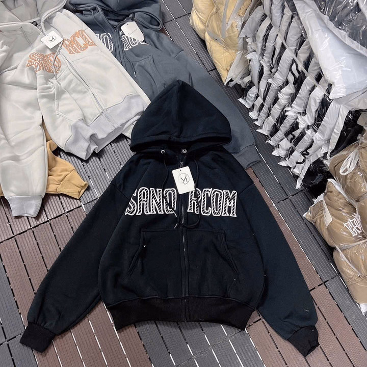 Áo Khoác Hoodie Nỉ Nam Nữ Có Nón Thiết Kế Khóa Kéo In Sanorcom - Htm Fashion - Ảnh 3