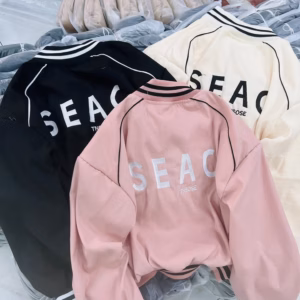 Áo Khoác Da Lộn Croptop Dáng Lửng Họa Tiết Chữ Seac - Htm Fashion