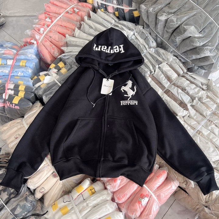 Áo Khoác Nỉ Nam Nữ Có Nón Họa Tiết In Ferrari - Htm Fashion - Ảnh 6