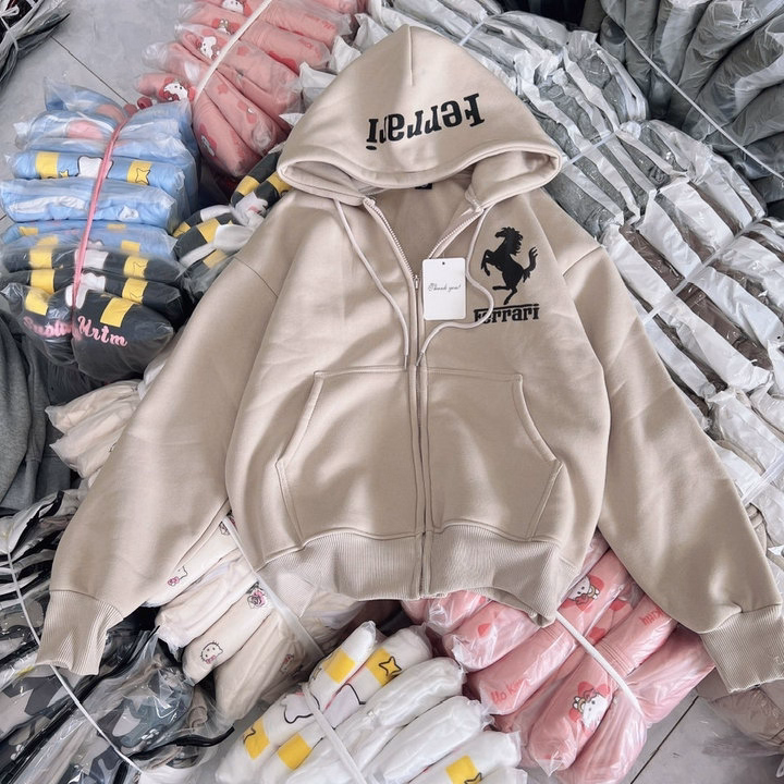 Áo Khoác Nỉ Nam Nữ Có Nón Họa Tiết In Ferrari - Htm Fashion - Ảnh 7