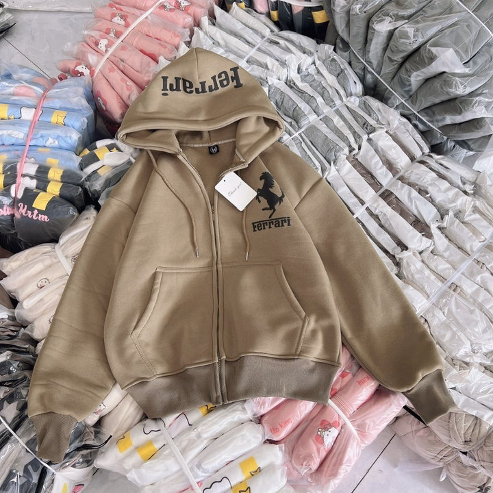 Áo Khoác Nỉ Nam Nữ Có Nón Họa Tiết In Ferrari - Htm Fashion - Ảnh 8