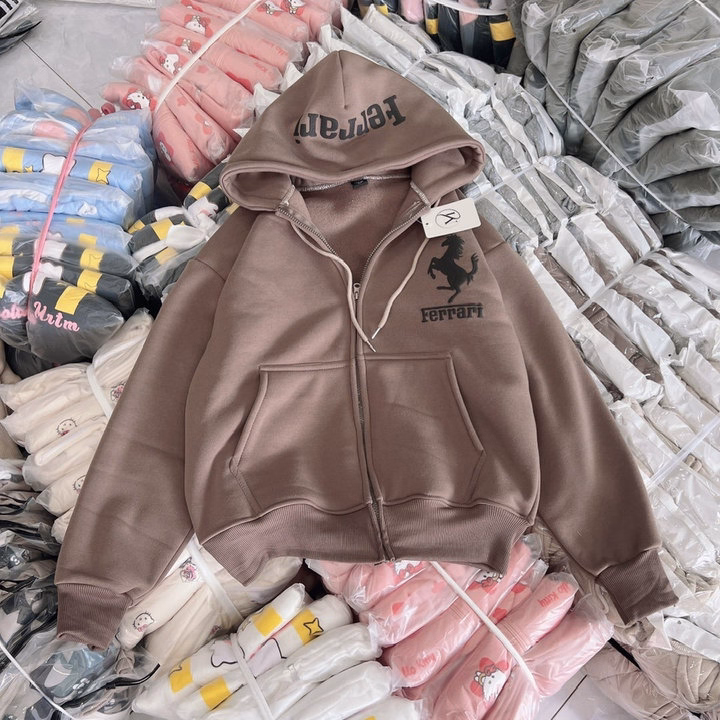 Áo Khoác Nỉ Nam Nữ Có Nón Họa Tiết In Ferrari - Htm Fashion - Ảnh 10