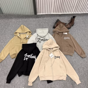 Áo Khoác Hoodie Nỉ Nam Nữ Thiết Kế Khóa Kéo In Chữ Ở Ngực - Htm Fashion