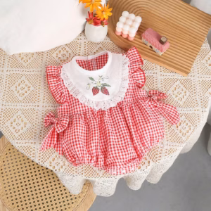 Body Caro Cổ Yếm Dâu Cho Bé Gái Sơ Sinh 1 2 Tuổi