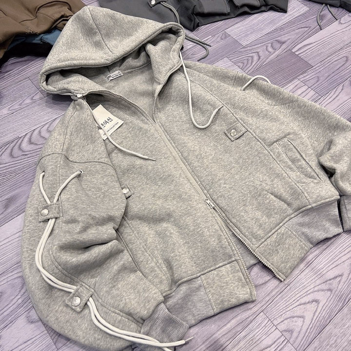 Áo Khoác Nỉ Nữ Thiết Kế Khóa Kéo 2 Chiều Có Nón - Htm Fashion - Ảnh 7