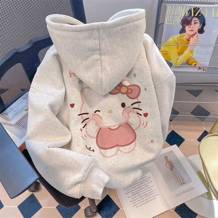 Áo Hoodie Nữ Vải Nỉ Ngoại Form Rộng In Hình Kitty Má Hồng Siêu Xinh Tp80 - Golden Dream