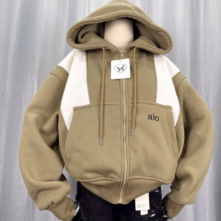 Áo Khoác Nỉ Form Boxy Thêu Chữ Alo Phối Màu Có Túi Trong Unisex Nam Nữ Tp66