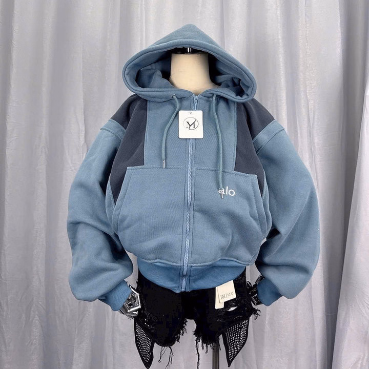 Áo Khoác Nỉ Form Boxy Thêu Chữ Alo Phối Màu Có Túi Trong Unisex Nam Nữ Tp66 - Ảnh 8