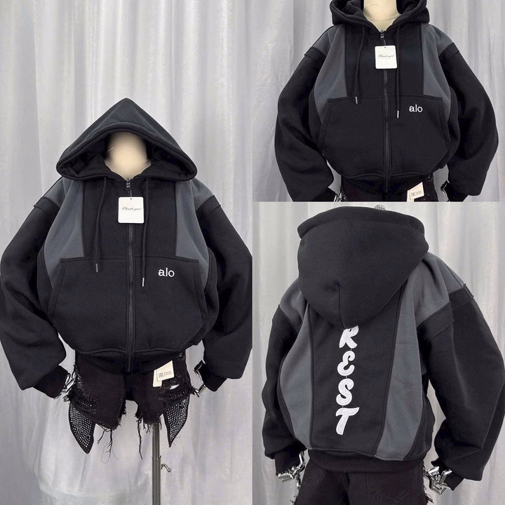 Áo Khoác Nỉ Form Boxy Thêu Chữ Alo Phối Màu Có Túi Trong Unisex Nam Nữ Tp66 - Ảnh 6