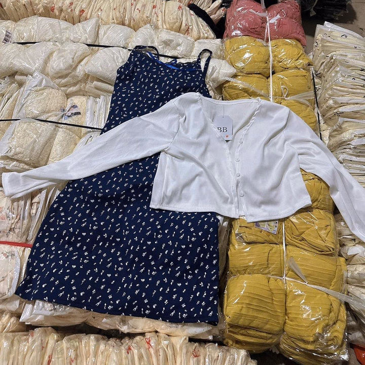 Set Đầm Tăm Tiu Nơ Phối Ren Kèm Khoác Tăm Nút Tb83Er-Nana House - Ảnh 5