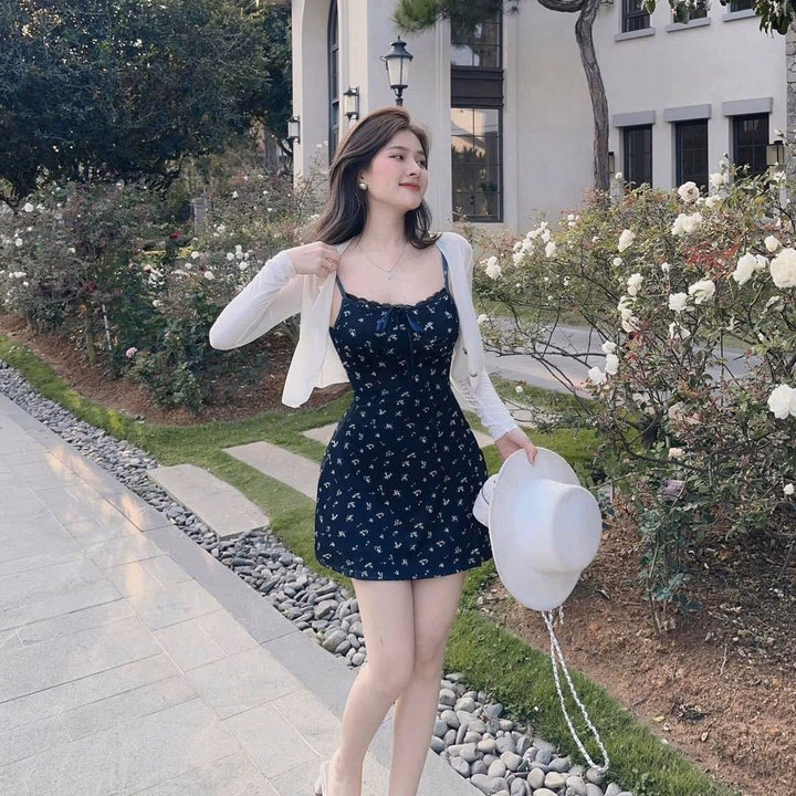 Set Đầm Tăm Tiu Nơ Phối Ren Kèm Khoác Tăm Nút Tb83Er-Nana House