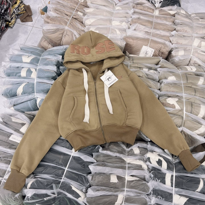 Áo Khoác Nỉ Croptop Dáng Lửng Thêu Rose - Htm Fashion - Ảnh 12