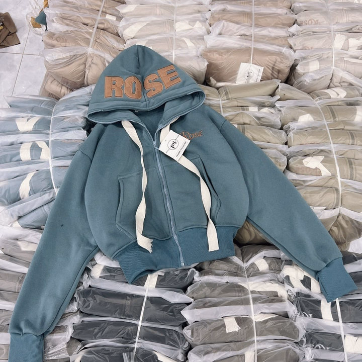 Áo Khoác Nỉ Croptop Dáng Lửng Thêu Rose - Htm Fashion - Ảnh 11