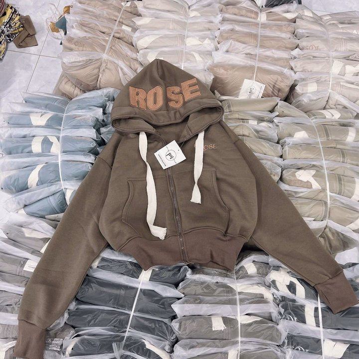 Áo Khoác Nỉ Croptop Dáng Lửng Thêu Rose - Htm Fashion - Ảnh 9