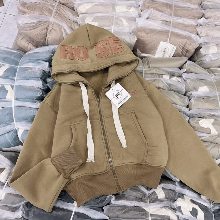 Áo Khoác Nỉ Croptop Dáng Lửng Thêu Rose - Htm Fashion - Ảnh 7