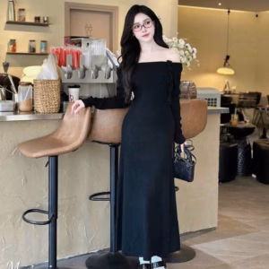 Đầm Body Dáng Suông Trễ Vai Thun Gân Tăm Tb69Uy-Nana House