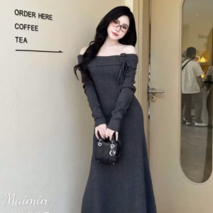 Đầm Body Dáng Suông Trễ Vai Thun Gân Tăm Bt69Jh-Sam Store