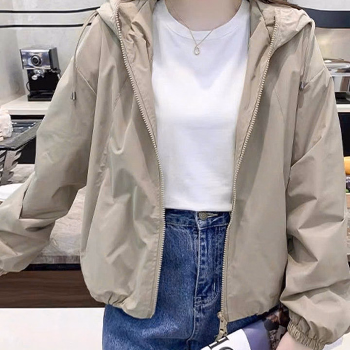 Áo Khoác Dù Trơn Nam Nữ 2 Lớp Có Nón Thiết Kế Khóa Kéo - Htm Fashion - Ảnh 6