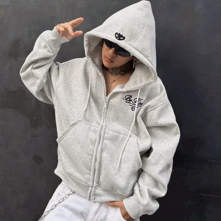 Áo Khoác Nỉ Nam Nữ Có Nón Họa Tiết Bekind - Htm Fashion - Ảnh 3