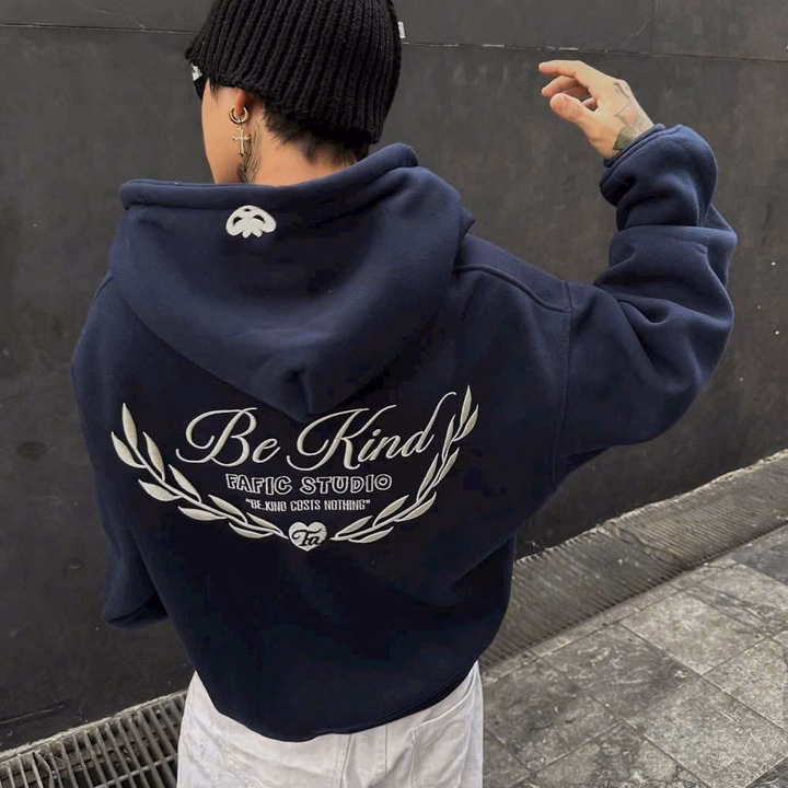 Áo Khoác Nỉ Nam Nữ Có Nón Họa Tiết Bekind - Htm Fashion - Ảnh 5