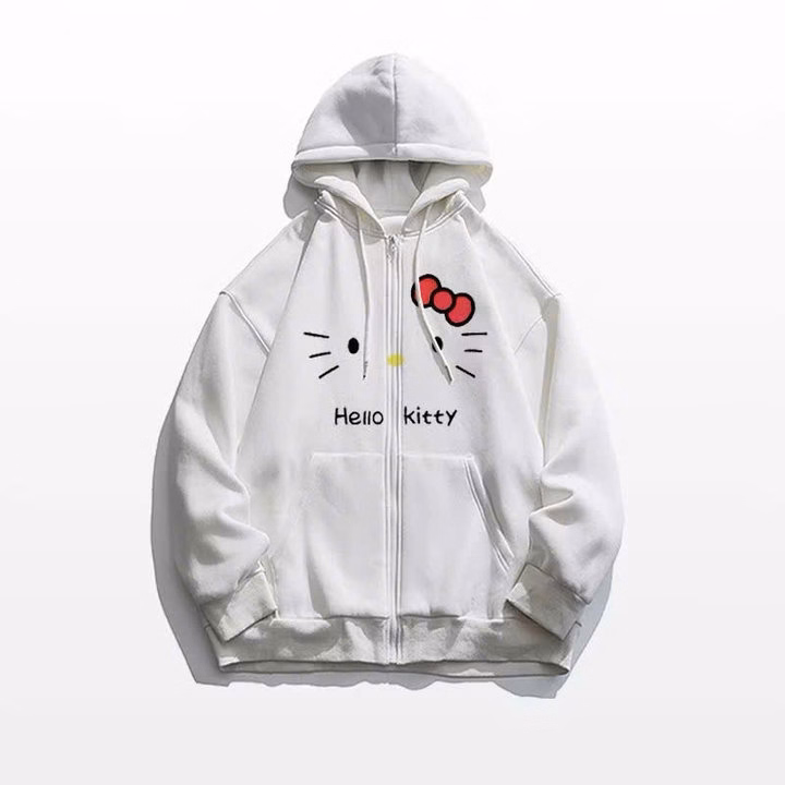 Áo Khoác Nỉ In Mèo Hello Kitty Nón Rộng 2 Lớp - Htm Fashion - Ảnh 2