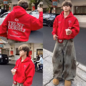 Áo Khoác Form Boxy Mũ Rộng Tay Phồng Thêu Chữ Trust Yoursel Nam Nữ Đều Mặc Được Tp56 - Golden Dream