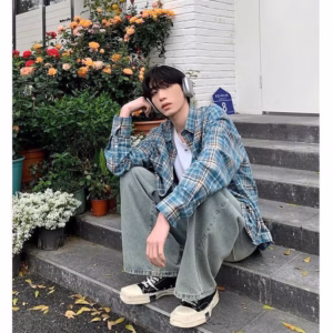 Áo Khoác Sơ Mi Chất Kate Sọc Caro Nam Nữ Tay Dài - Htm Fashion