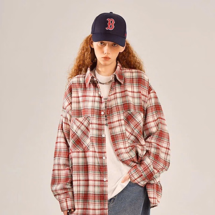 Áo Khoác Sơ Mi Chất Kate Sọc Caro Nam Nữ Tay Dài - Htm Fashion - Ảnh 5