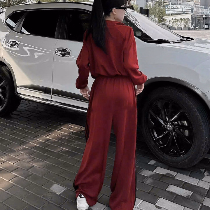 Set Bộ Đồ Nỉ Nữ Áo Khoác Kéo Quần Ống Xuông Họa Tiết Chữ S - Htm Fashion - Ảnh 7