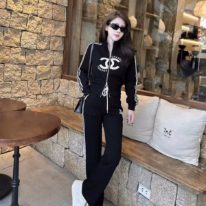 Set Đồ Bộ Nỉ Nữ Tay Kẻ Sọc Họa Tiết Chữ X - Htm Fashion