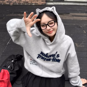 Áo Khoác Nỉ Nam Nữ Nón Tai Mèo Phối 2 Túi Hộp In Nổi Wheres Pram Fim - Htm Fashion